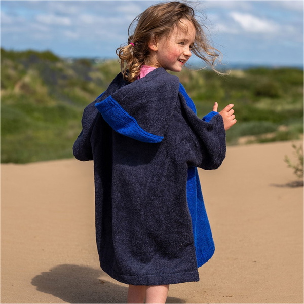 2026 Dryrobe Junior Organic Cotton Hooded Towel Robe V3DRJOCTR - Navy Blue